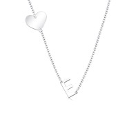 Heart with E Silver Necklace SPE-5745